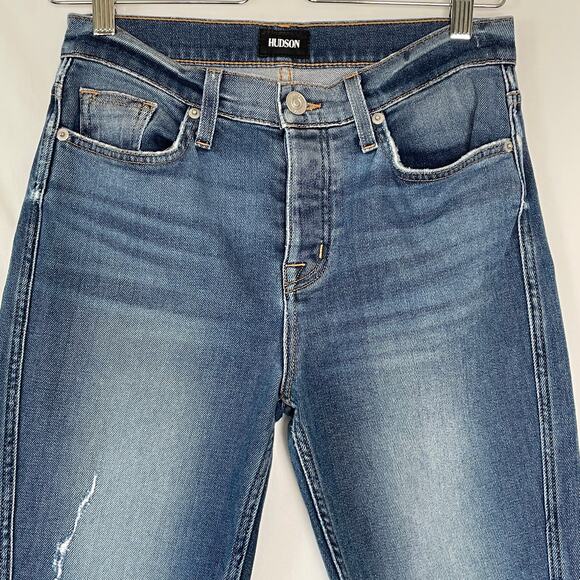 Hudson Womens Rival Seamed High Rise Straight Button-Fly Jeans Blue 27 - Picture 3 of 14